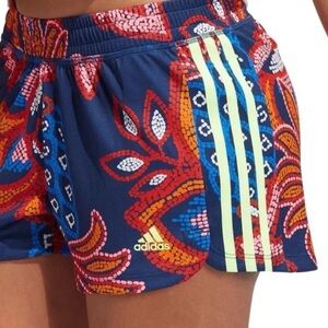 FARM Rio Women's Vibrant Patterned Athletic Shorts - Blue and Red